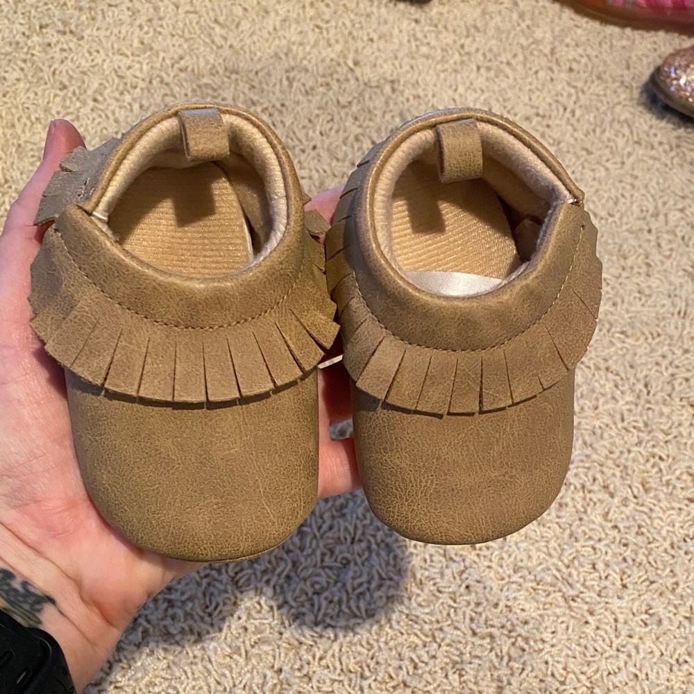 Charming Tan Baby Moccasins with Fringe